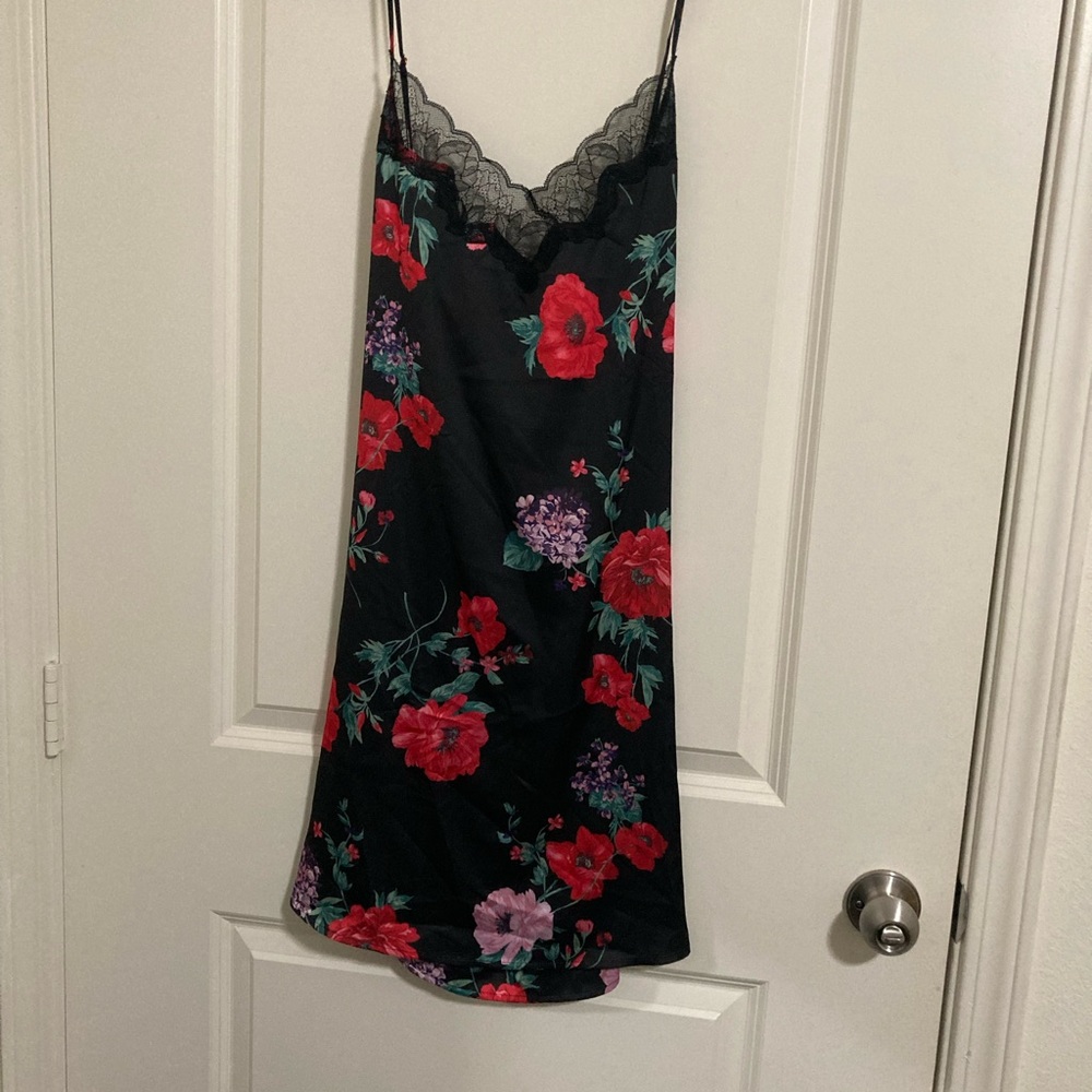 Soma Black and Red Floral Chemise